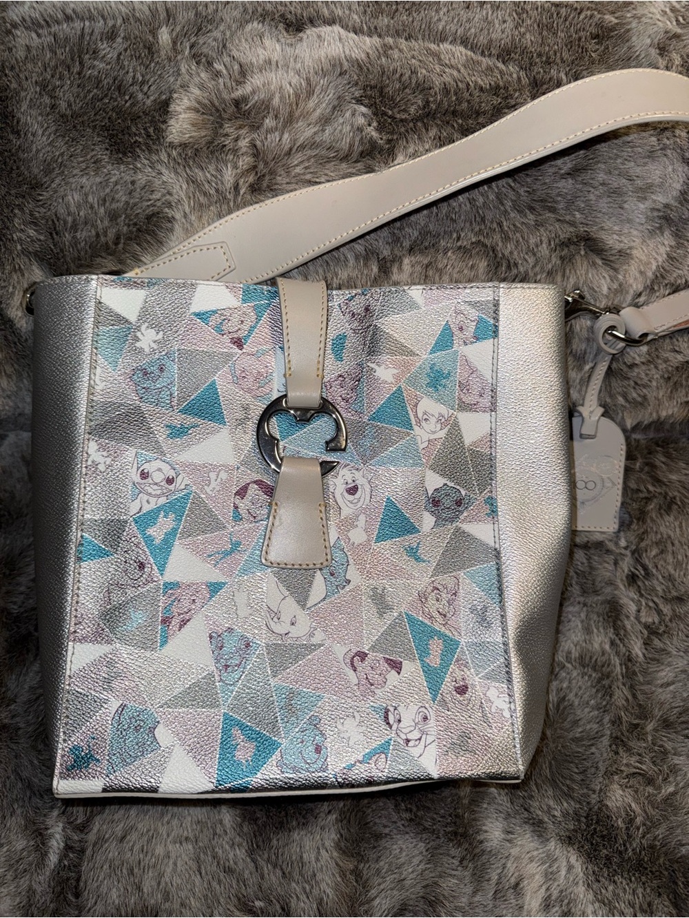 Disney 100 Dooney & Bourke Silver Multi-Pattern Leather Passholder Purse